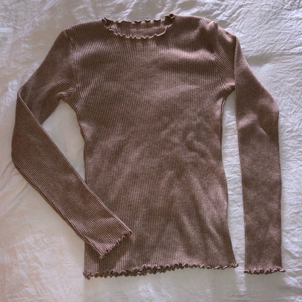 Long sleeve ribbed tee - Shein.com